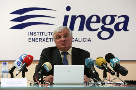 El director del Inega, Eliseo Diéguez, durante la presentación del Plan Mobega de vehículos eléctricos