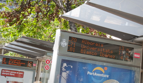 Paradas de bus en Valencia con información de horarios