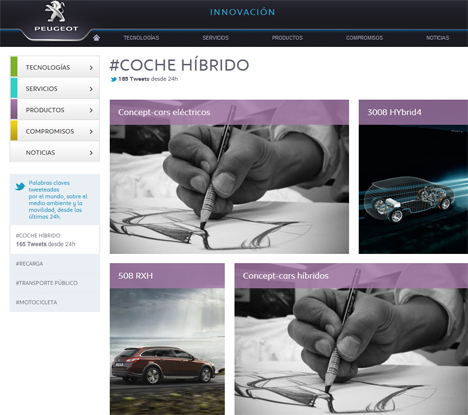 Imagen de la nueva sección de la web de Peugeot
