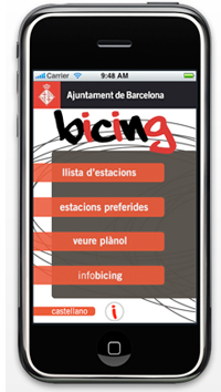 Aplicación de Bicing en Barcelona