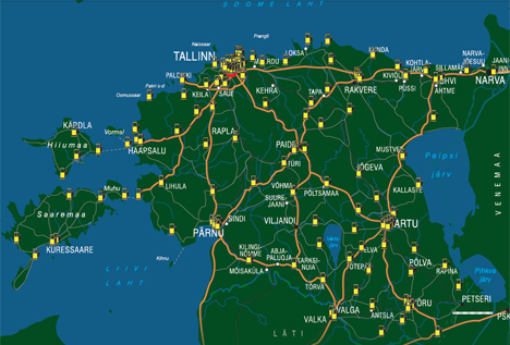 Mapa de distribución de las estaciones de recarga.