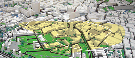 Plano virtual de una ciudad