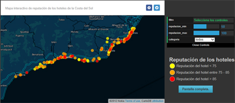 Mapa interactivo de los hoteles de la Costa del Sol.