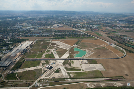 Vista aérea de la zona en la que se está desarrollando el proyecto aspern