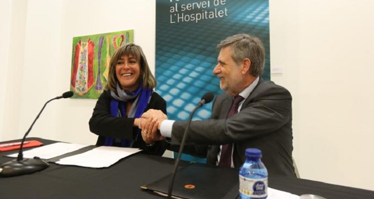 Alcaldesa de L'Hospitalet, Núria Marín, y Director de la delegación Catalunya Zona y Medio Ambiente de FCC.