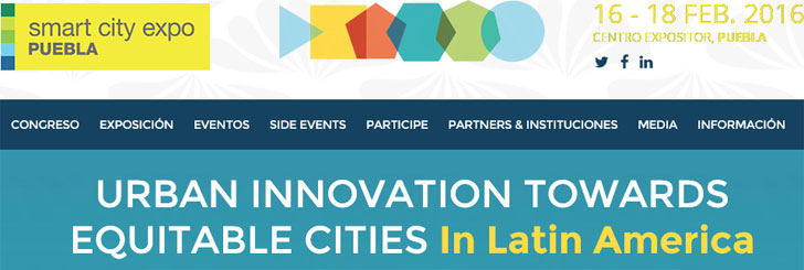 Captura de pantalla de la web de la Smart City Expo Puebla