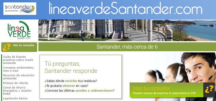 El portal de consultas sobre medio ambiente Línea Verde Santander recibe más de 11.500 visitas en seis meses. Captura del portal Santander Línea Verde