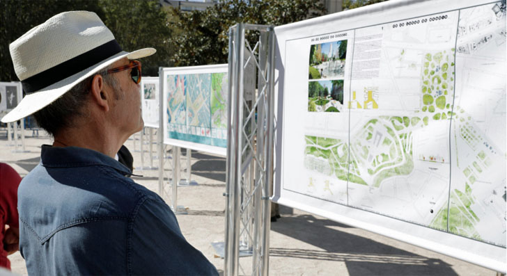 Exposición de las 70 propuestas presentadas al concurso de ideas para remodelar Plaza de España y que ya pueden ser votadas online por los madrileños