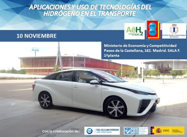 Cartel de la Jornada sobre Aplicaciones y uso de tecnologías del hidrógeno en el transporte