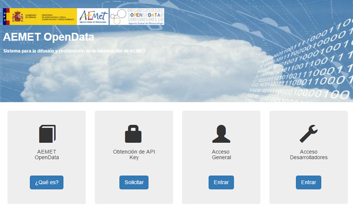 Nuevo portal de la Agencia Estatal de Meteorología (AEMET) sobre sus datos abiertos