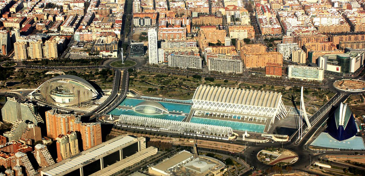 Vista aérea de la ciudad de Valencia, que acaba de convocar la segunda edición del Concurso de Ideas Transition Cities