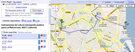 Valencia ha sido la primera ciudad española en incorporar la herramienta Google Transit