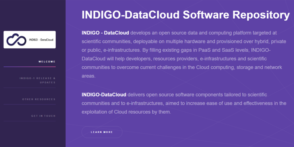 Repositorio web del proyecto INDIGO Data Cloud para el desarrollo de una plataforma en la nube destinada a la comunidad científica.