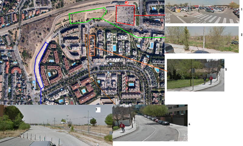 Figura 2. Ejemplo espacial de elementos urbanísticos a mejorar mediante herramientas CPTED.