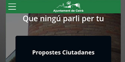 Captura de pantalla de la App móvil de participación ciudadana del municipio de Celrá.