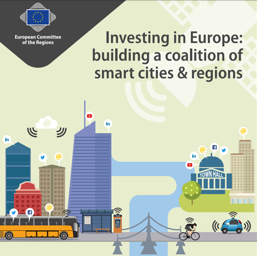 Infografía de la conferencia del Comité de las Regiones y la Unión Europea sobre las Smart Cities como respuesta a los retos de las ciudades.