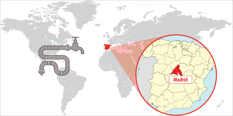 Mapa de situación de Madrid, donde se ha desarrollado el sistema de gestión inteligente del agua iWESLA.