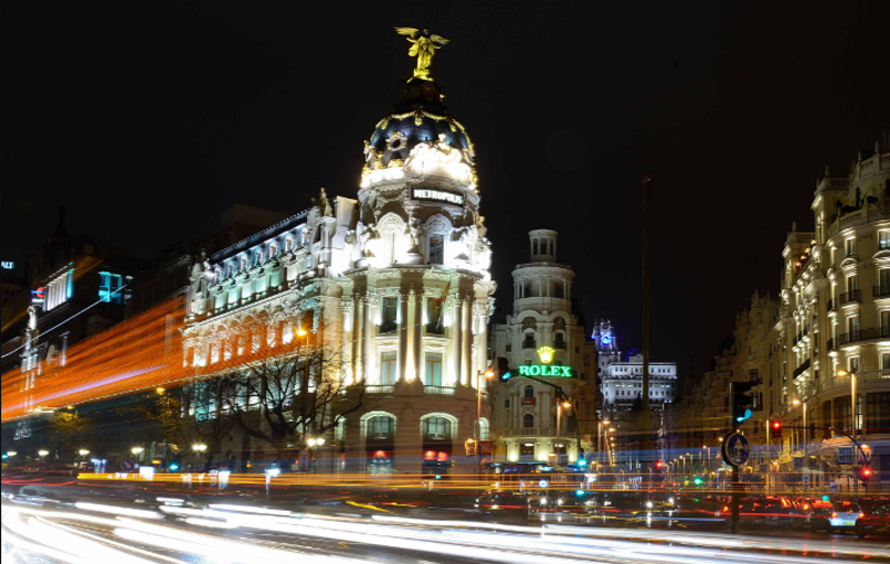 Alumbrado urbano del centro de Madrid. Gran Vía. 