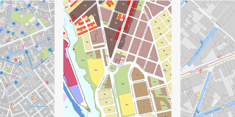 Mapas del Geoportal de Castellar del Vallès desarrollado por Tecnogeo de Grupo ABSIS y que ofrece información georreferenciada del callejero, la red de transporte público y otros servicios.