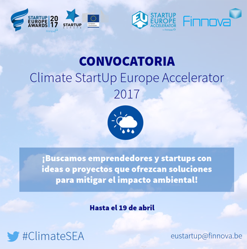 Las ideas para participar en la convocatoria Climate StartUp Europe Accelerator 2017 de Finnova pueden presentarse hasta el 19 de abril.