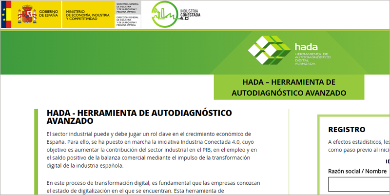 HADA es una herramienta para las empresas que estén en proceso de cambio hacia la Industria 4.0 o quieran iniciarlo, en la que pueden hacer un autodiagnóstico de su madurez digital.