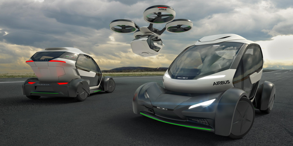 El desarrollo Pop.Up ofrece un nuevo concepto de transporte multimodal capaz de ser un coche eléctrico que también vuela, en función de preferencias y factores externos como el tráfico. Es obra de Airbus e Italdesign
