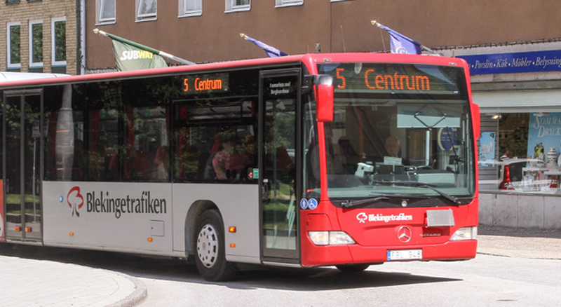 Uno de los autobuses de la ciudad sueca de Karlshamn, sobre los que se está desarrollando otro de los pilotos del proyecto SMART-FI.