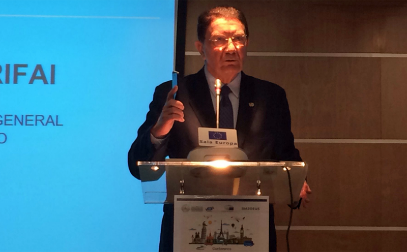 Taleb Rifai, secretario General de la Organización Mundial del Turismo, durante el encuentro sobre TIC, turismo y sostenibilidad, que se celebró en Madrid.