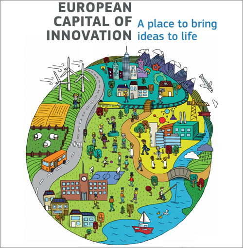 Parte del cartel del certamen de la Comisión Europea Premio iCapital a la ciudad europea más innovadora.