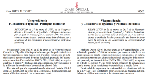 Convocatoria de subvenciones para mejorar la Accesibilidad en la Comunidad Valenciana
