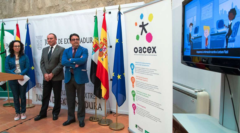 Acto de inauguración de la OACEX, la Oficina Técnica de Accesiblidad Cognitiva y Lectura Fácil de Extremadura, que tuvo lugar este lunes, 10 de abril. 