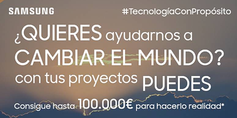 La convocatoria 'The Challenge: #TecnologíaConPropósito' de Samsung premiará los proyectos tecnológicos ganadores del reto con hasta 100.000 euros para llevarlos a la realidad.