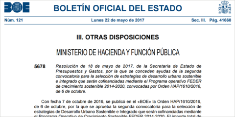 La segunda Convocatoria de Estrategias DUSI selecciona 40 propuestas por valor de 297 millones de euros