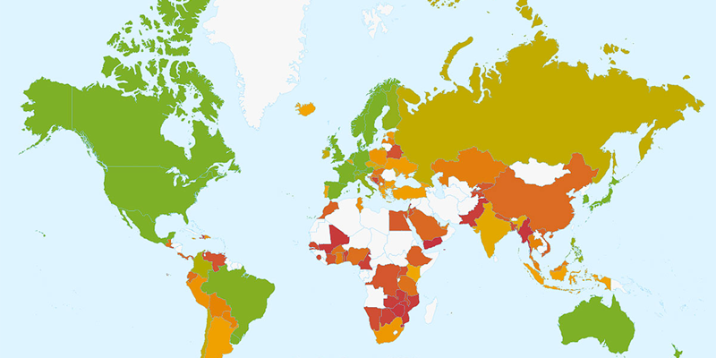 Mapa que ofrece una instantánea sobre la situación a nivel mundial sobre el uso e impacto del Open Data, donde España ha mejorado su posición en el ranking de los 115 países estudiados por el barómetro de datos abiertos.