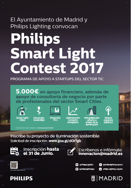 La inscripción para personas emprendedoras y start ups con soluciones innovadoras en iluminación inteligente y Big Data, estará abierta hasta el 30 de junio.