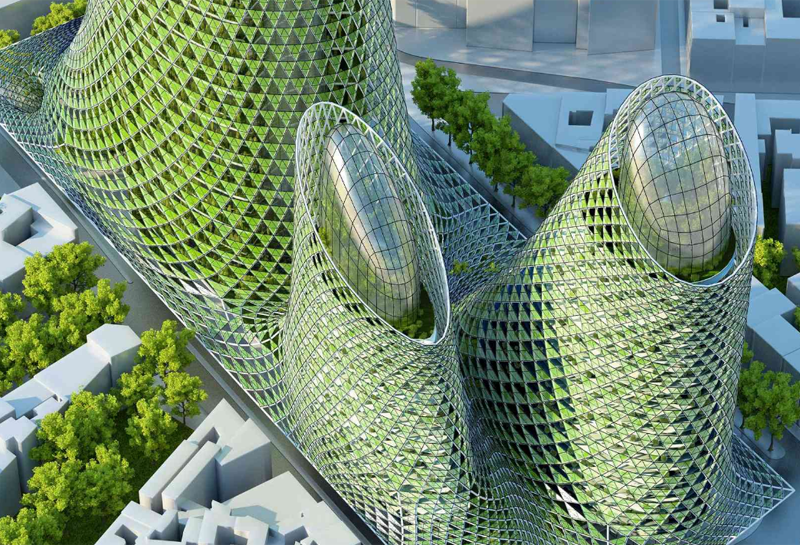 Vincent Callebaut imagina edificios bioclimáticos con capacidad fotosintética para el área de la torre de Montparnasse.