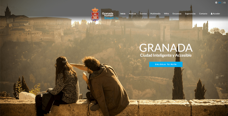Portal Ciudad Inteligente Granada desarrollado dentro del proyecto y que contiene información de la ciudad, rutas accesibles y modelos 3D.