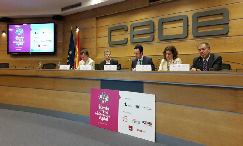 Acto de lanzamiento de la Coalición Nacional y del Manifiesto en que Ametic, junto a otras organizaciones, recomienza medidas para desarrollar el talento digital en la economía española.