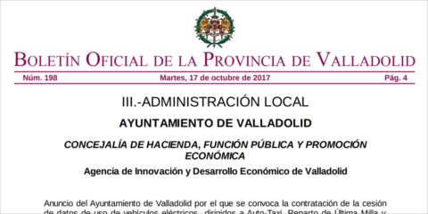 Abre la convocatoria de cesión de datos de uso de vehículo eléctrico e incentivos de Valladolid