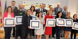 Ganadores de los Premios Semana de la Movilidad Sostenible que concede el Mapama. Málaga, Benidorm y Valencia fueron las ganadores de entre los ayuntamientos grandes. Gavá, Herrera del Duque y Tomelloso, recibieron los galardones para consistorios de menos de 50.000 habitantes.