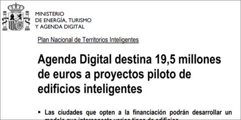 Agenda Digital destina 19,5 millones de euros a proyectos piloto de Edificios Inteligentes