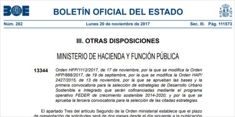 Se amplía el plazo para presentar proyectos a la tercera convocatoria de Estrategias DUSI