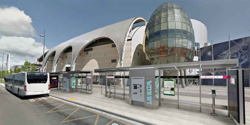 Aspecto que tendrá la línea 2 de transporte público de Vitoria-Gasteiz tras la remodelación y la incorporación del Bus Eléctrico Inteligente, un proyecto cuya licitación se llevará a cabo a principios de 2018.