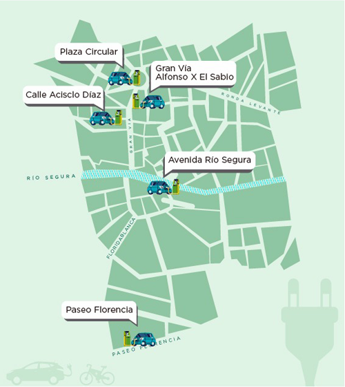 Los cinco puntos de recarga eléctrica para este tipo de vehículos empezarán a funcionar a principios de 2018 y ofrecerán carga gratuita.