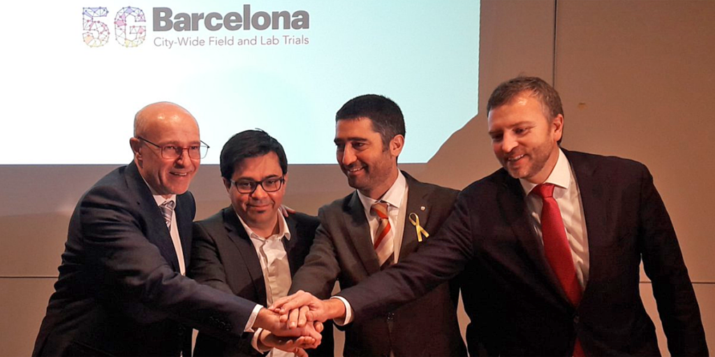 Presentación de la iniciativa 5GBarcelona en la que participan instituciones públicas y privadas para hacer de Barcelona uno de los centros de innovación en tecnología 5G.