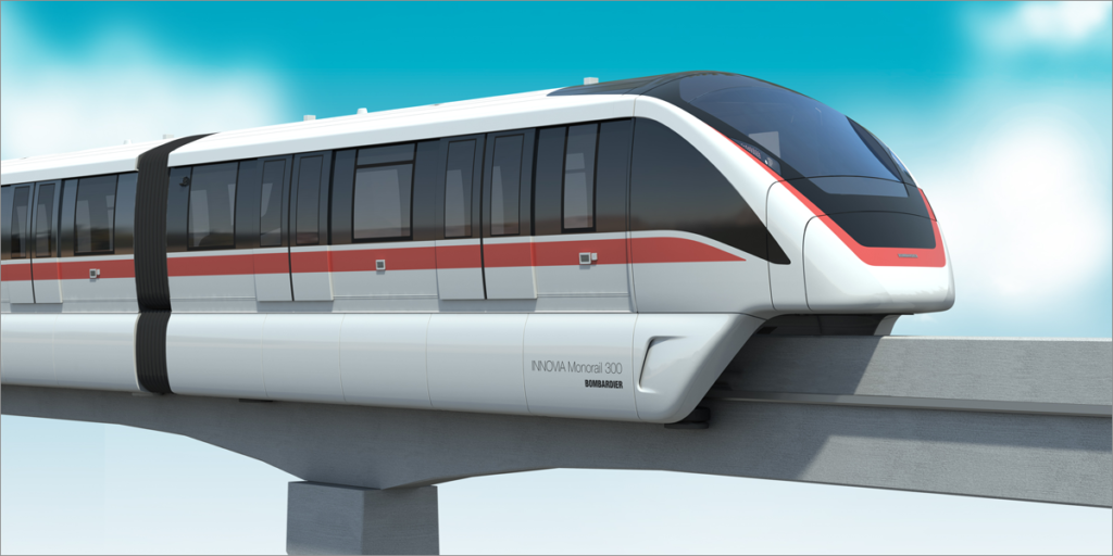 Tren monorraíl sin conductor que incorporará la ciudad china de Wuhu, uno de los sistemas de transporte automatizado de Bombardier, adjudicataria del concurso.
