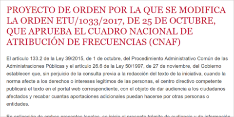 Primeros pasos en el proceso de licitación de las bandas de frecuencia 5G en España