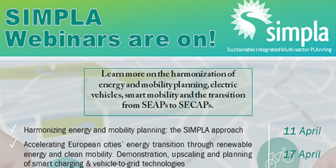 El proyecto Simpla imparte seminarios online sobre movilidad sostenible e inteligente y gestión de energía