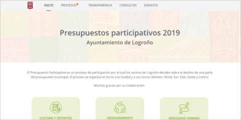 Una plataforma de participación en Logroño permite enviar y votar propuestas al presupuesto participativo 2019