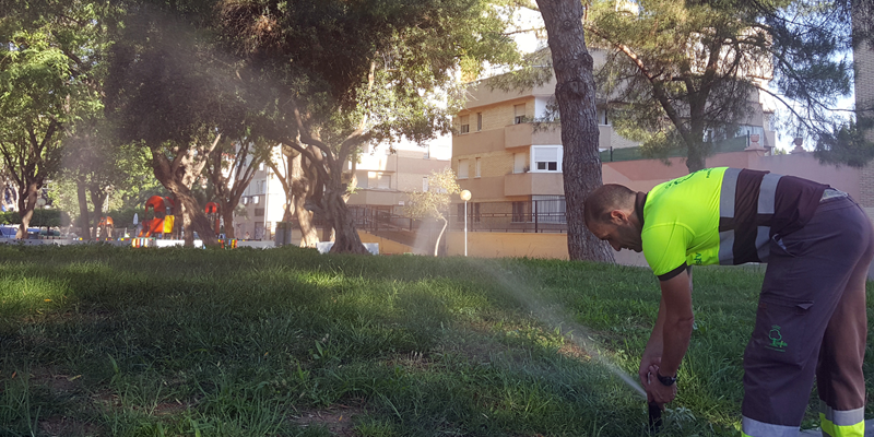 Uno de los parques de Murcia donde se aplica el sistema de vigilancia y control de riego que utiliza GPRS y Wifi.